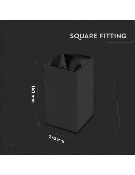 8995-Portafaretto LED Montaggio a Plafone Quadrato GU Corpo Nero Riflettore Nero-2