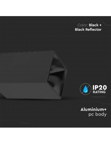 8995-Portafaretto LED Montaggio a Plafone Quadrato GU Corpo Nero Riflettore Nero-5