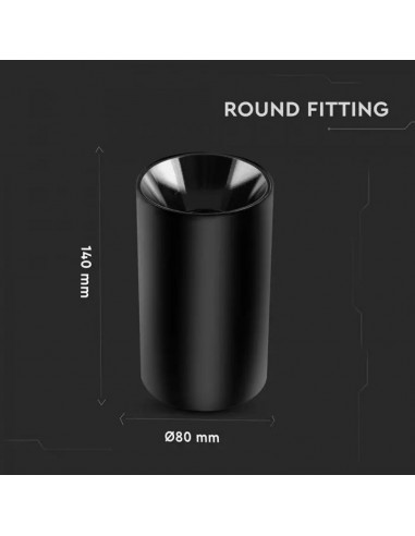 8999-Portafaretto LED Montaggio a Plafone Rotondo GU Corpo Nero Riflettore Nero-2