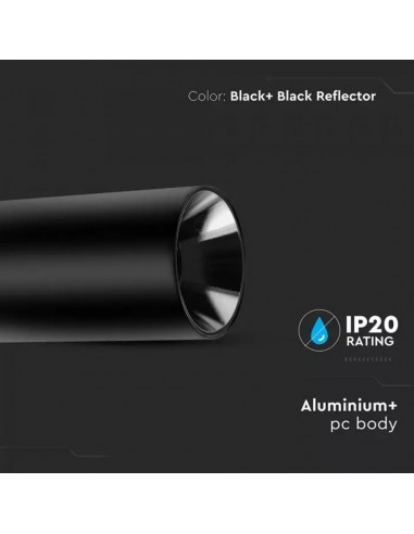 8999-Portafaretto LED Montaggio a Plafone Rotondo GU Corpo Nero Riflettore Nero-4