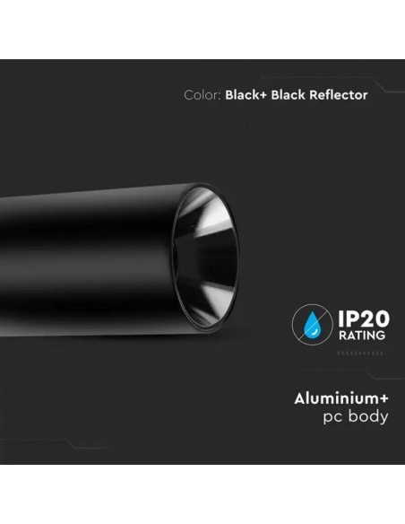 8999-Portafaretto LED Montaggio a Plafone Rotondo GU Corpo Nero Riflettore Nero-4