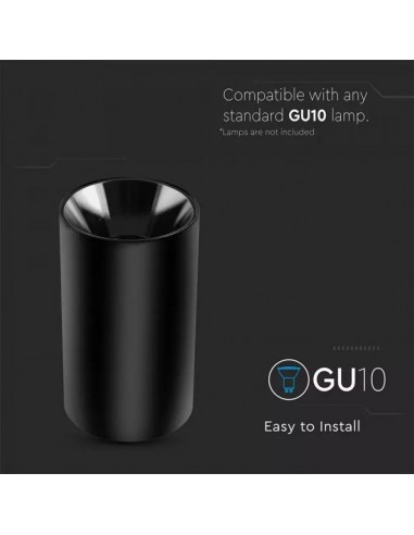 8999-Portafaretto LED Montaggio a Plafone Rotondo GU Corpo Nero Riflettore Nero-5