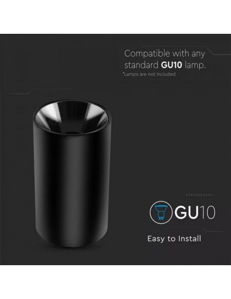 8999-Portafaretto LED Montaggio a Plafone Rotondo GU Corpo Nero Riflettore Nero-5