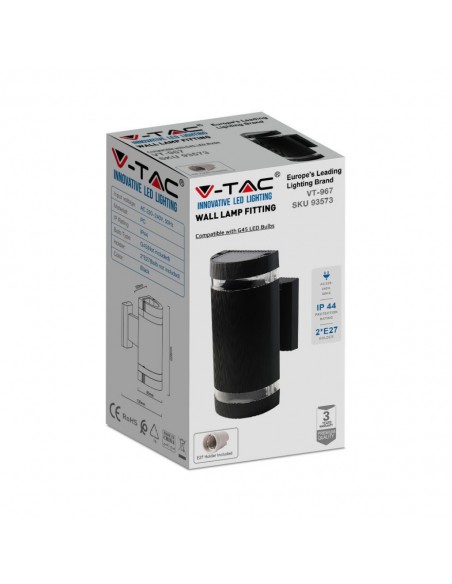 93573-Lampada LED da Muro Con Portalampada xE Doppio Fascio Luminoso Rotonda IP-2