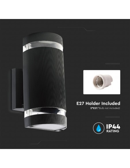 93573-Lampada LED da Muro Con Portalampada xE Doppio Fascio Luminoso Rotonda IP-6