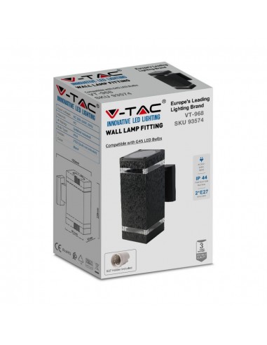 93574-Lampada LED da Muro Con Portalampada xE Doppio Fascio Luminoso Quadrata IP-2