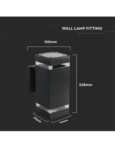 93574-Lampada LED da Muro Con Portalampada xE Doppio Fascio Luminoso Quadrata IP-3