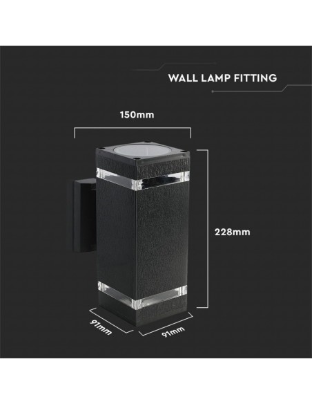 93574-Lampada LED da Muro Con Portalampada xE Doppio Fascio Luminoso Quadrata IP-3