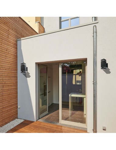 93574-Lampada LED da Muro Con Portalampada xE Doppio Fascio Luminoso Quadrata IP-4