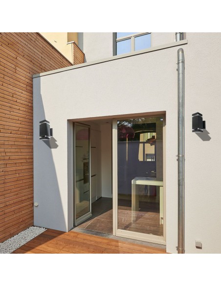 93574-Lampada LED da Muro Con Portalampada xE Doppio Fascio Luminoso Quadrata IP-4