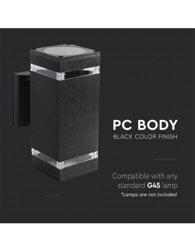 93574-Lampada LED da Muro Con Portalampada xE Doppio Fascio Luminoso Quadrata IP-5