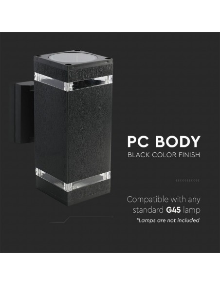 93574-Lampada LED da Muro Con Portalampada xE Doppio Fascio Luminoso Quadrata IP-5