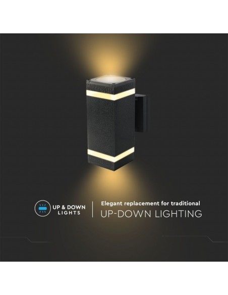 93574-Lampada LED da Muro Con Portalampada xE Doppio Fascio Luminoso Quadrata IP-6