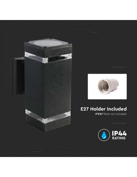 93574-Lampada LED da Muro Con Portalampada xE Doppio Fascio Luminoso Quadrata IP-7