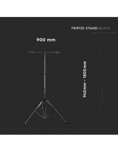9546-Supporto Treppiede in Alluminio per Fari LED Colore Nero-3