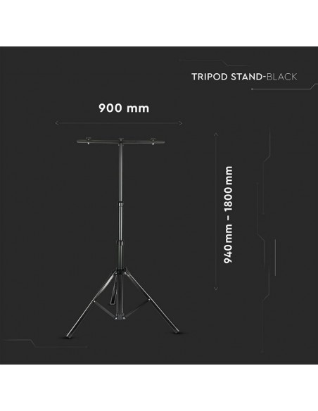 9546-Supporto Treppiede in Alluminio per Fari LED Colore Nero-3