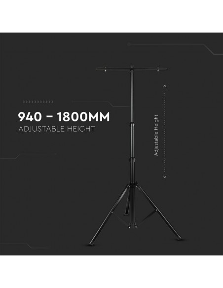 9546-Supporto Treppiede in Alluminio per Fari LED Colore Nero-5