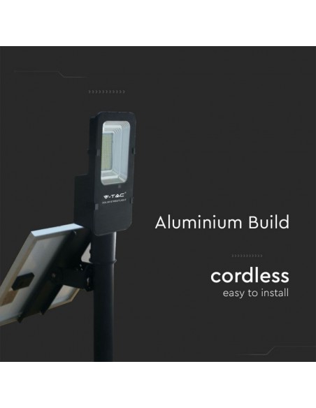 Armatura Stradale LED SMD 50W con Pannello Solare e Telecomando, Cavo 1m Nero 6000K IP65