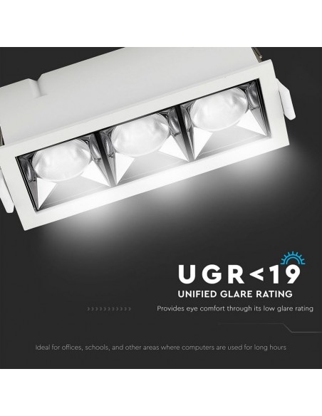 Faretto LED Chip Samsung da Incasso 12W (3*4W) UGR minore di 19 12° 5700K CRI maggiore di 90
