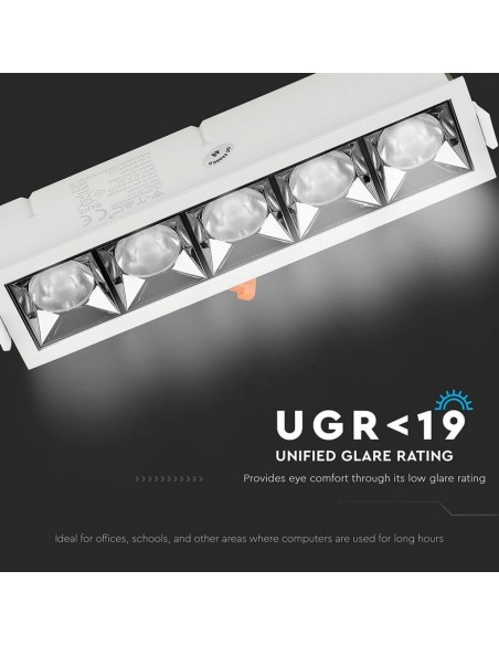 Faretto LED Chip Samsung da Incasso 20W (5*4W) UGR minore di 19 12° 2700K CRI maggiore di 90