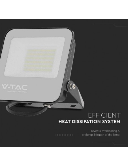 Faro LED 185LM/W 50W Nero 6500K IP65