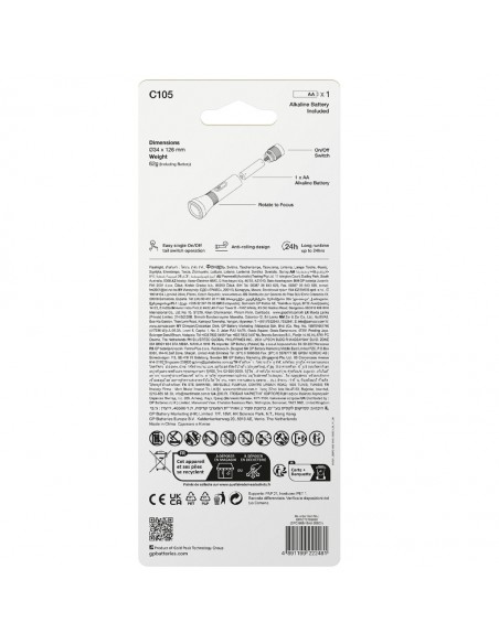 GP450066-GP Battery Torcia LED C LM Fascio Luminoso Regolabile con  Batteria Mini Stilo AA-2