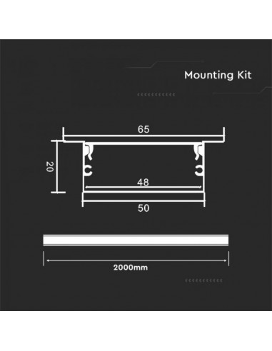 23179-filo Lineare da Incasso per Strip LED fino a mm-2