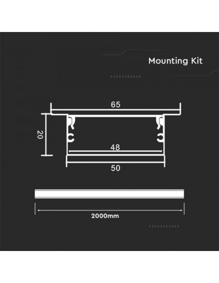 23179-filo Lineare da Incasso per Strip LED fino a mm-2