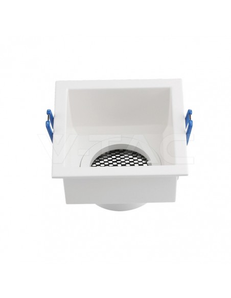 23763-Portafaretto LED da Incasso GU Quadrato con Griglia Nido d’Ape Antiriflesso in Alluminio Bianco-1