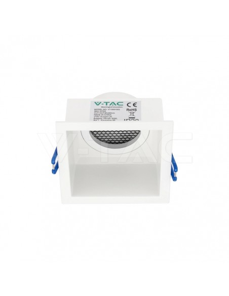 23763-Portafaretto LED da Incasso GU Quadrato con Griglia Nido d’Ape Antiriflesso in Alluminio Bianco-2