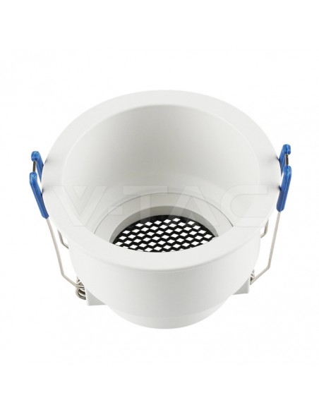 23761-Portafaretto LED da Incasso GU Rotondo con Griglia Nido d’Ape Antiriflesso in Alluminio Bianco-1