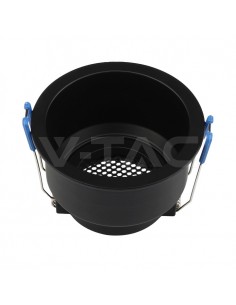 23762-Portafaretto LED da Incasso GU Rotondo con Griglia Nido d’Ape Antiriflesso in Alluminio Nero-1