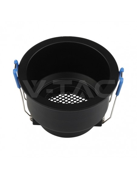 23762-Portafaretto LED da Incasso GU Rotondo con Griglia Nido d’Ape Antiriflesso in Alluminio Nero-1