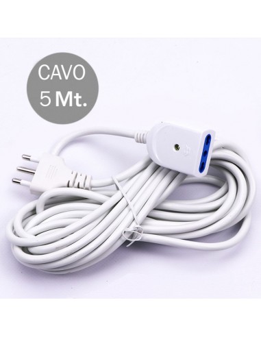 8732-lunga Cavo m con Spina Bipasso A e Presa Bipasso A Colore Bianco-2
