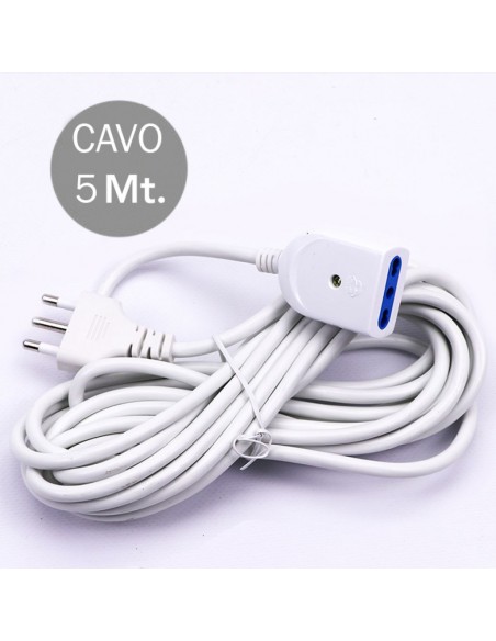 8732-lunga Cavo m con Spina Bipasso A e Presa Bipasso A Colore Bianco-2