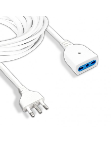 8731-lunga Cavo m con Spina Bipasso A e Presa Bipasso A Colore Bianco-1