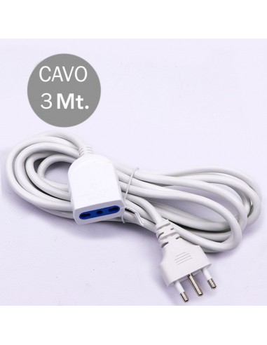 8731-lunga Cavo m con Spina Bipasso A e Presa Bipasso A Colore Bianco-2