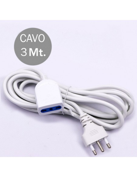 8731-lunga Cavo m con Spina Bipasso A e Presa Bipasso A Colore Bianco-2