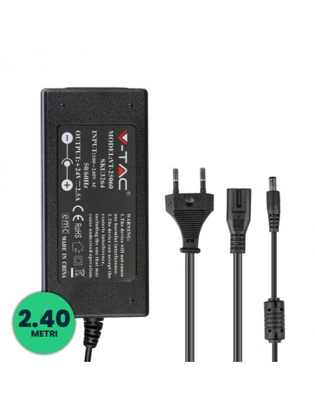 3272-Alimentatore per Strip LED  V A Plug and Play con Jack  e Cavo m con Spina-1