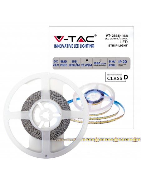 Striscia LED SMD2835 168 LED 24V IP20 3000K 140 lm/W