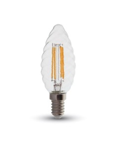 Lampadina LED a filamento a candela attorcigliata 4W 3000K E14 dimmerabile